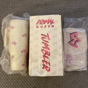 PRIMAL Queen 40oz Tumbler Cup With Lid Straw And Belt Bag Pink Crown
